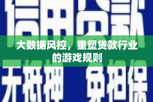 平顶山大数据风控，重塑贷款行业的游戏规则