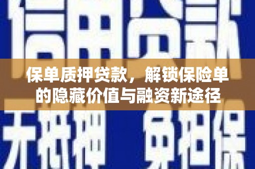 平顶山保单质押贷款，解锁保险单的隐藏价值与融资新途径