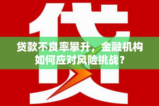 平顶山贷款不良率攀升，金融机构如何应对风险挑战？