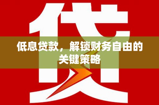 平顶山低息贷款，解锁财务自由的关键策略