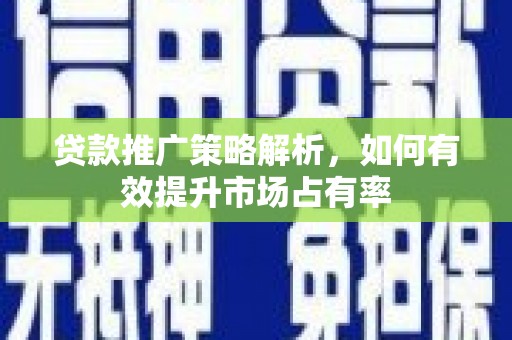 平顶山贷款推广策略解析，如何有效提升市场占有率