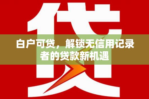平顶山白户可贷，解锁无信用记录者的贷款新机遇