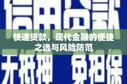 平顶山快速贷款，现代金融的便捷之选与风险防范