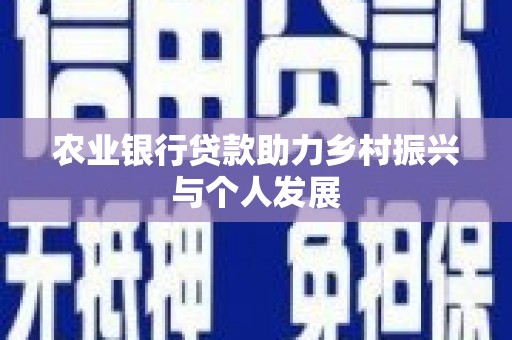 平顶山农业银行贷款助力乡村振兴与个人发展