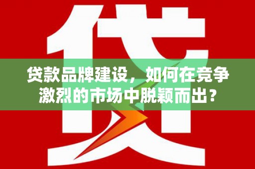 平顶山贷款品牌建设，如何在竞争激烈的市场中脱颖而出？