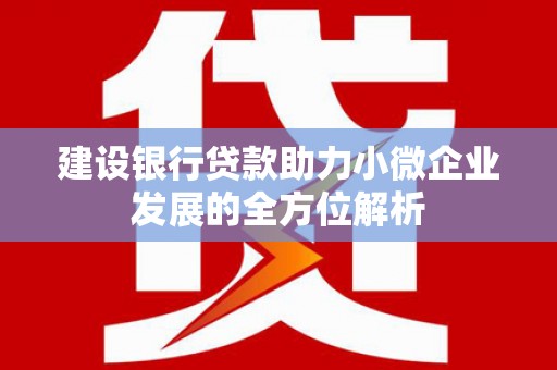 平顶山建设银行贷款助力小微企业发展的全方位解析