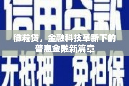 平顶山微粒贷，金融科技革新下的普惠金融新篇章