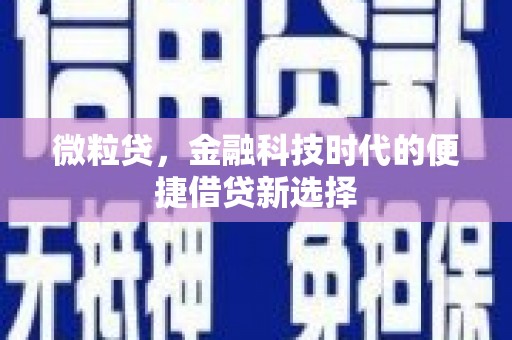 平顶山微粒贷，金融科技时代的便捷借贷新选择